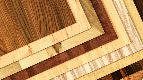 Bretter von verschiedenen Holzarten liegen übereinander. © fotolia Foto: Shutter81