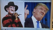 Ein Bild von Donald Trump neben einem Bild von Freddy Krüger.  