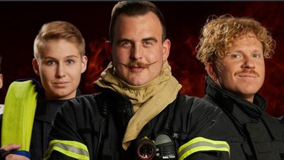 Die Firefighters Saskia Sierck, Felix Krampe und Vincent Isroe © ZDF 