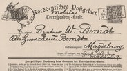 Einer der ersten Bildpostkarten vom 16. Juli 1870, auch Correspondenzkarte genannt, gedruckt und verschickt von Buchhändler August Schwartz (1837-1904) aus Oldenburg © Public Domain 