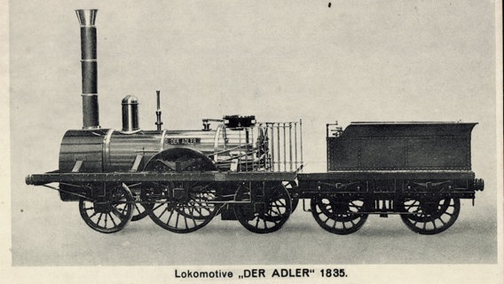 Lokomotive "Der Adler", 1835, Dampflok mit Tenderwaggon © picture alliance / arkiv 