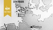Butterschlacht im Westen, Karte aus der Tagesschau, 06.08.1958. © NDR Archiv Screenshot 
