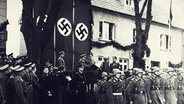 Reichsstatthalter und NSDAP-Gauleiter Friedrich Hildebrandt  bei der Umbenennung von Alt-Gaarz in Rerik am 1. April 1938. © Heimatmuseum Rerik 