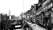 Blick in das Kehrwiederviertel mit Brooksbrücke vor dem Bau der Speicherstadt um 1883 © Archiv Speicherstadtmuseum 