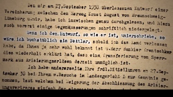 Ausschnitt eines Briefes von Lothar Elbogen. © EcoMedia TV / NDR 