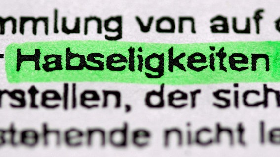 Das Wort "Habseligkeiten", aufgenommen 24.10.2004 in Düsseldorf. "Habseligkeiten", vorgeschlagen von Doris Kalka, ist im Rahmen der Sendung "westart am sonntag" zum schönsten deutschen Wort gekürt worden. © picture-alliance / dpa/dpaweb Foto: Rolf Vennenbernd