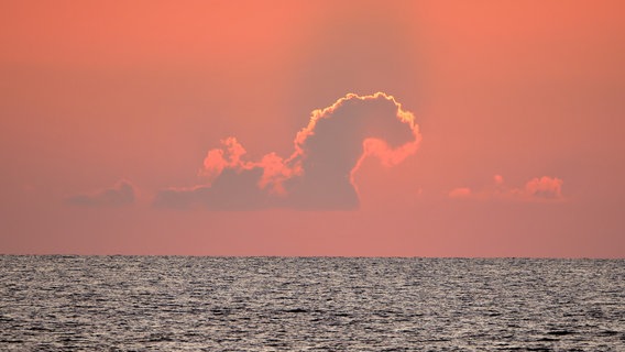 Für Bernd Seegler aus Rostock steigt hier ein Feuer speiender Drache beim Sonnenuntergang aus der Ostsee. © NDR Foto: Bern Seegler aus Rostock