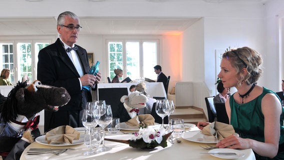 Pferd und Wolle sind in einem feinen Restaurant © NDR / Uwe Ernst 