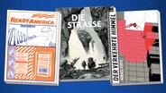 Cover: Manu Larcenet, "Die Straße“ / Mikael Ross, "Der verkehrte Himmel“ / Anna Haifisch, "Ready America“ © Reprodukt / Avant / Rotopol 
