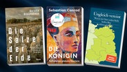 Die Cover der Shortlist-Bücher für den NDR Sachbuchpreis 2024. © Hanser / Propylaen / Suhrkamp 