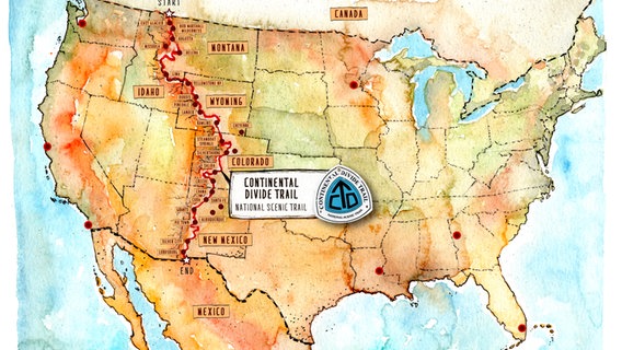 Eine Landkarte der USA mit einem eingezeichneten Wanderweg © gestalten Verlag 