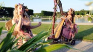 Eine Harfenistin und eine Tänzerin beim Kleinen Fest im Großen Garten in Hannover (2013). © picture alliance / dpa | Holger Hollemann 