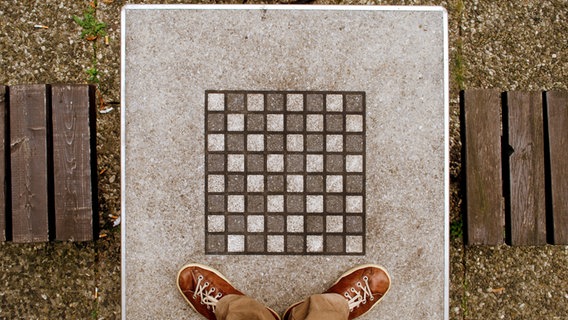 Person steht mit Schuhen auf einem Schachbrett. © Photocase.de/kallejipp Foto: kallejipp