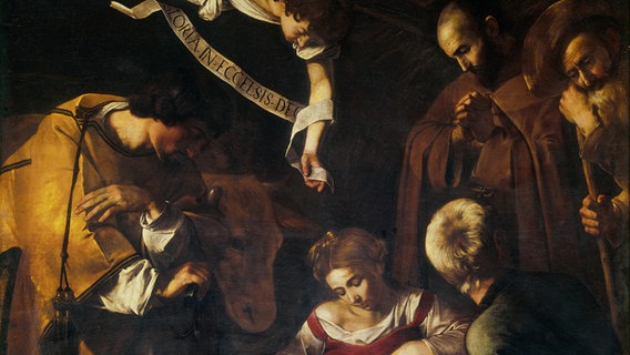 Ausschnitt aus Caravagios "Christi Geburt mit den Heiligen Laurentius und Franziskus" © CC Wikipedia 