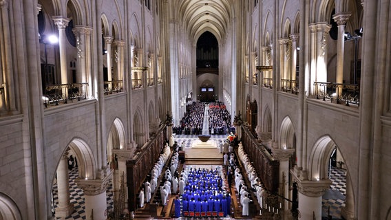 Die Wiedereröffnung der Notre Dame in Paris © Ludovic Marin/POOL AFP/AP/dpa +++ dpa-Bildfunk Foto: Ludovic Marin