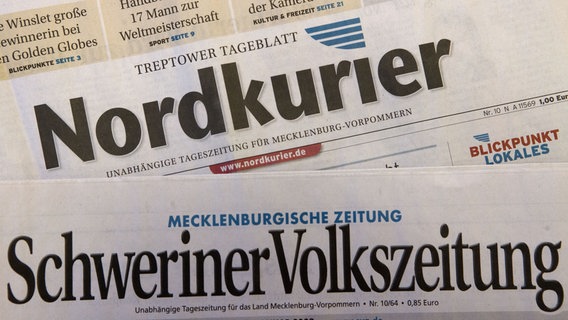 Die Tageszeitungen "Nordkurier" und "Schweriner Volkszeitung" © picture-alliance/ZB Foto: Jens Büttner