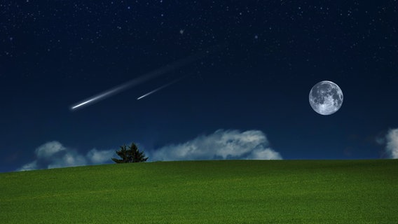 Sternschnuppen und der Mond am nächtlichen Himmel © fotolia.com Foto: Sergiogen