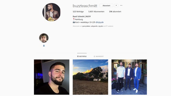 Screenshot: Basti Schmitt bei Instagram © Instagram/buzzteaschmitt 