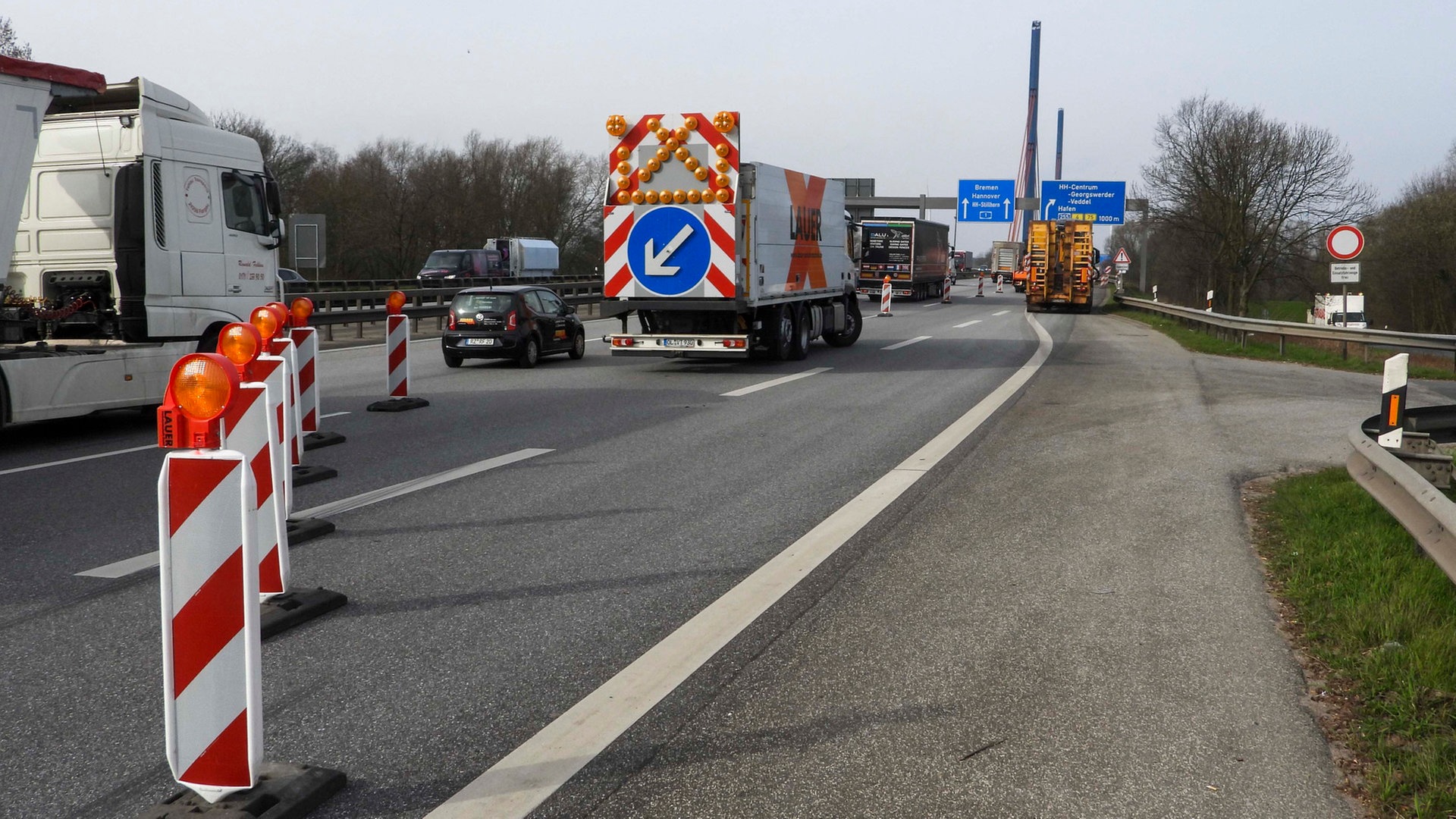 Norderelbbrücke: Bauarbeiten sorgen für Behinderungen auf der A1