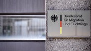 Ein Schild weist auf das Bundesamt für Migration und Flüchtlinge hin. © IMAGO / Panama Pictures 