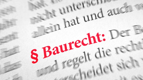 Der Begriff "§Baurecht" ist auf einer Buchseite zu sehen. © Zerbor/Shotshop/picture alliance 