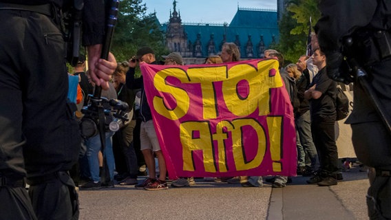 Demonstration des Hamburger Bündnis gegen Rechts als Reaktion auf die Wahlergebnisse der AfD bei den Landtagswahlen in Sachsen und Thüringen in der Innenstadt. Hamburg, 01.09.2024. © picture alliance / Geisler-Fotopress | Christopher Tamke/Geisler-Fotopr 