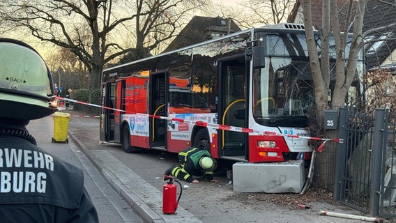 Ein Linienbus ist in Hamburg-Rahlstedt gegen einen Baum gefahren. © News5/René Schröder Foto: News5/René Schröder