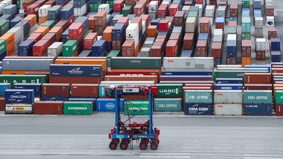 Hunderte Container stapeln sich im Hamburger Hafen. © dpa-Bildfunk 