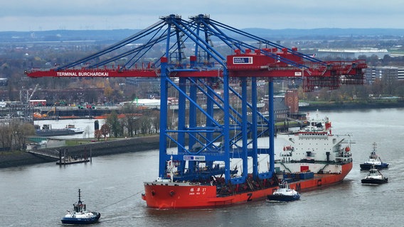 Die Containerbrücken stehen noch auf einem Schiff und sollen ab 2025 in Betrieb gehen. © HPA/HFR 