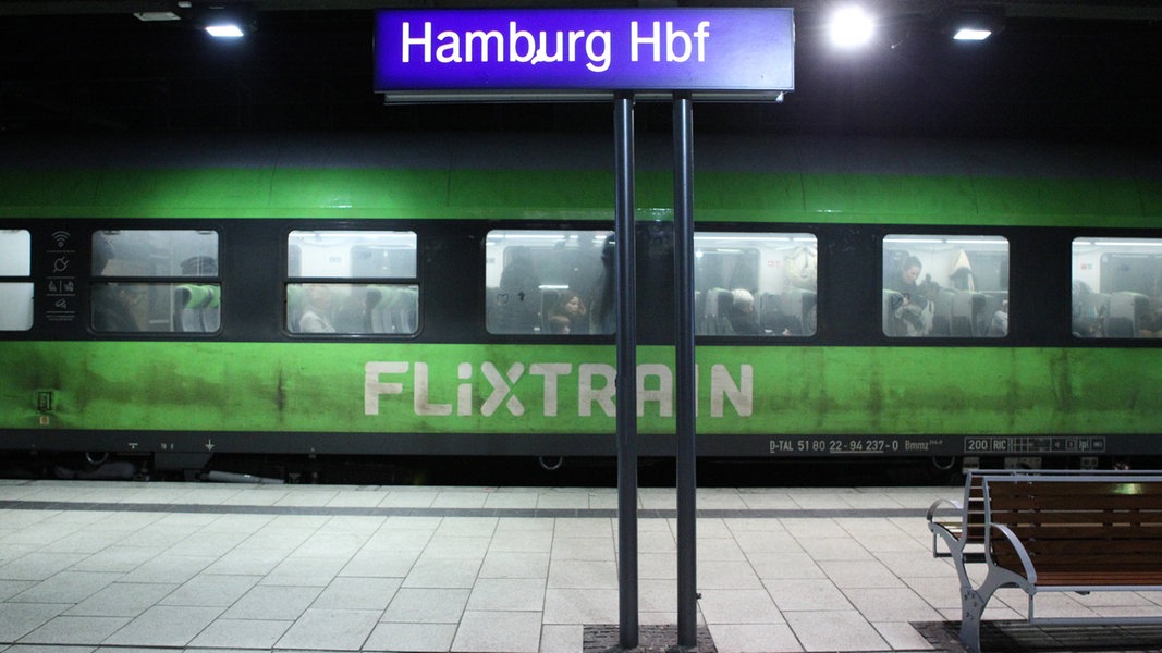 Ein Zug des privaten Eisenbahnverkehrsunternehmens Flixtrain im Hauptbahnhof Hamburg. (Archivfoto)