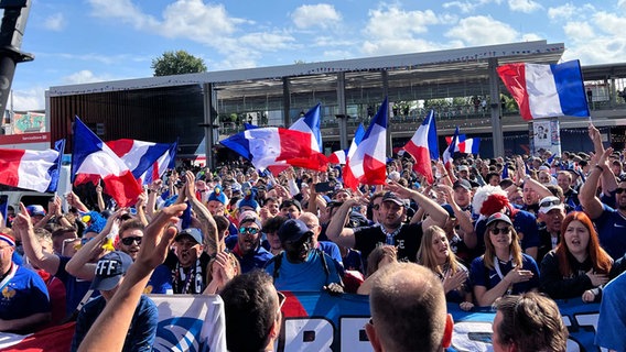 Frankreich-Fans bei einem Fanmarsch auf den Weg ins Volksparkstadion. © NDR Foto: Ingmar Schmidt