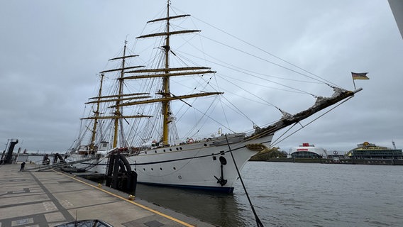 Die Gorch Fock hat an der Überseebrücke festgemacht. © NDR Foto: Anna Rüter