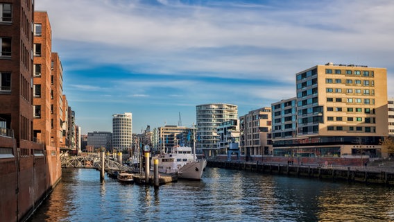 View of houses in Hamburg's Hafencity.  