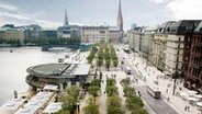 Eine Visualisierung zeigt den Jungfernstieg in Hamburg. © moka-studio Foto: Visualisierung