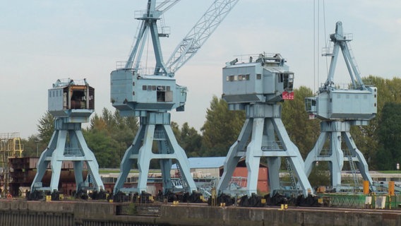 Die Kräne der Sietas-Werft. © NDR Info Foto: Screenshot