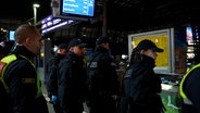 Polizeikräfte kontrollieren am Hamburger Hauptbahnhof das geltende Waffenverbot. © NDR 