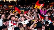 Fußballfans jubeln auf dem Hamburger Heiligengeistfeld beim Public Viewing beim Spiel Deutschland gegen die Schweiz. © dpa Foto: Daniel Bockwoldt