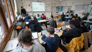 Digitaler Mathe-Unterricht in einer Klasse der Lessing-Stadtteilschule in Haamburg-Wilstorf. © picture alliance / dpa 