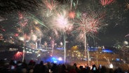 Zahlreiche Menschen feiern mit Feuerwerk den Jahreswechsel an den Landungsbrücken im Hamburger Hafen. © picture alliance/dpa | Marcus Brandt Foto: Marcus Brandt