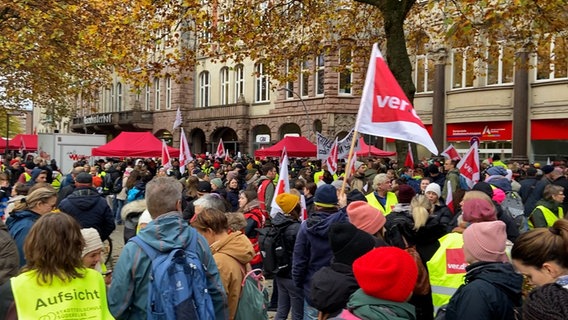 Mitarbeiter im öffentlichen Dienst streiken in Hamburg. © NDR/Anna Rüter 