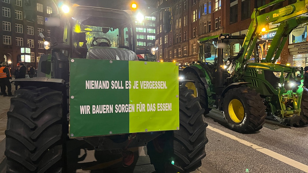 Bauern-Demo: 85 Trecker in der Hamburger Innenstadt