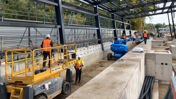 Blick auf die Baustelle der U-Bahnstation Sengelmannstraße in Hamburg. © NDR Foto: Reinhard Postelt