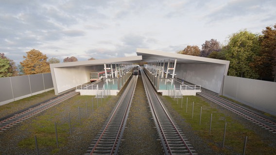 So wie in dieser Visualisierung soll die U-Bahnstation Sengelmannstraße in Hamburg einmal aussehen. © Hamburger Hochbahn 