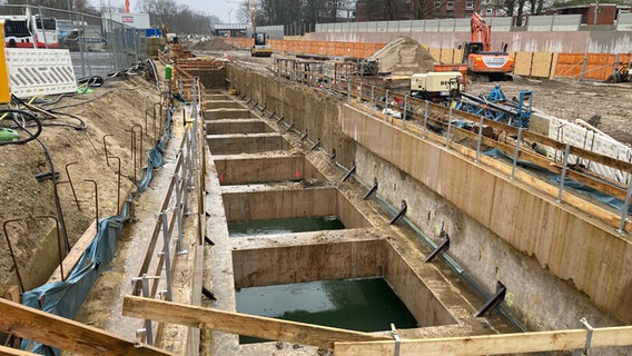 Blick auf eine Baustelle für die U-Bahnlinie 5 in Hamburg © NDR Foto: Reinhard Postelt