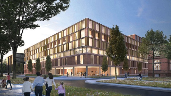 Eine Visualisierung zeigt die Pläne für das neue Universitäre Herzzentrum des UKE. © UKE 