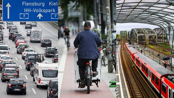 Eine Fotocollage zum Thema Verkehr in Hamburg. © picture alliance / CHROMORANGE | Karl Heinz Spremberg, dpa/Daniel Bockwoldt, Christian Charisius Foto: Karl Heinz Spremberg, Daniel Bockwoldt, Christian Charisius