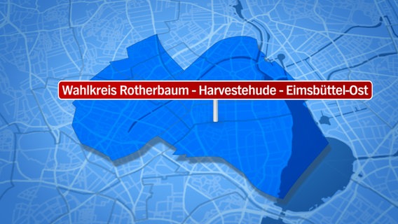 Kartengrafik des Wahlkreises Rotherbaum, Harvestehude, Eimsbüttel-Ost. © NDR.de 