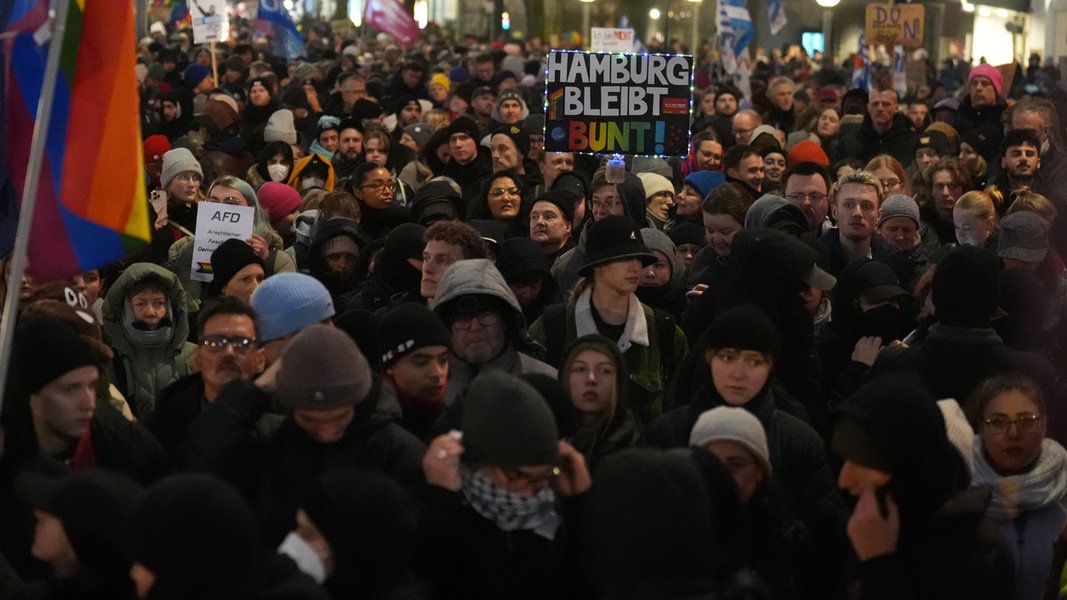 Deutlich mehr als erwartet: Mehr als 16.000 Menschen demonstrieren gegen Auftritt von AfD-Kanzlerkandidatin Weidel in Hamburg