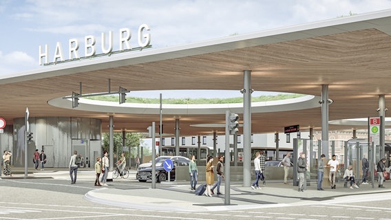 Visualisierung des neuen Bahnhofs in Harburg. © Hamburger Hochbahn AG 