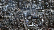Dieses von Maxar Technologies via AP zur Verfügung gestellte Bild zeigt das Schifa-Krankenhaus und seine Umgebung. © Satellite image '2023 Maxar Technologies/AP/dpa 